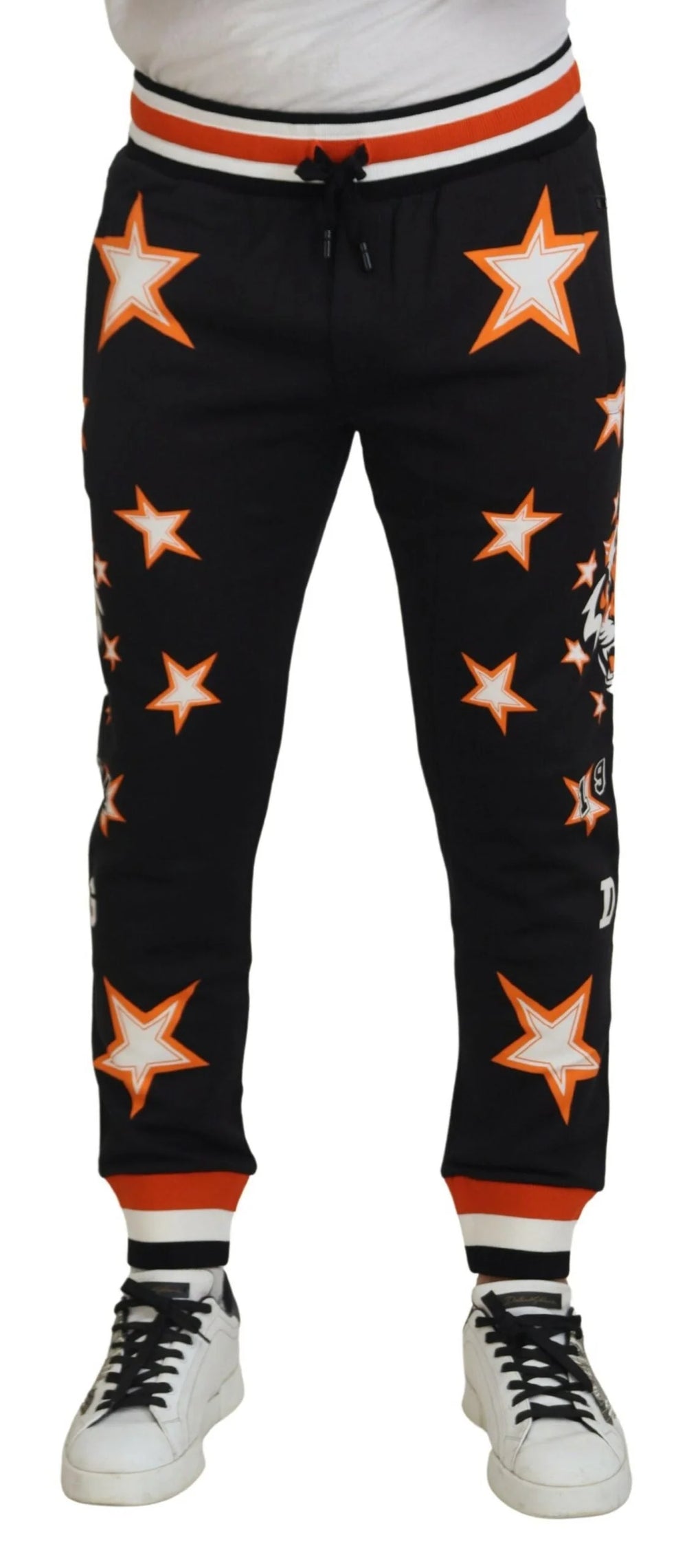 Dolce & Gabbana Black Orange Star Trousers Sport Pants - IT46 | S - Sweatpants