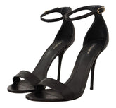 Dolce & Gabbana Black Ostrich Ankle Strap Heels Sandals Shoes - EU41/US10.5