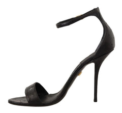 Dolce & Gabbana Black Ostrich Ankle Strap Heels Sandals Shoes - EU41/US10.5