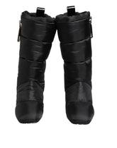 Dolce & Gabbana Black Padded Mid Calf Logo Heel Boots Shoes - EU40/US9.5