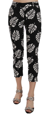 Dolce & Gabbana Black Palm Leaf Print Skinny Pants - IT38|XS - Trousers