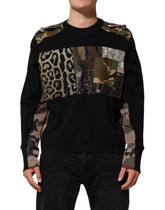 Dolce & Gabbana Black Patchwork Crew Neck Pullover Sweater - IT48 | M - Sweaters