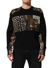Dolce & Gabbana Black Patchwork Crew Neck Pullover Sweater - IT48 | M - Sweaters