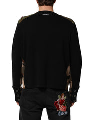 Dolce & Gabbana Black Patchwork Crew Neck Pullover Sweater - IT48 | M - Sweaters