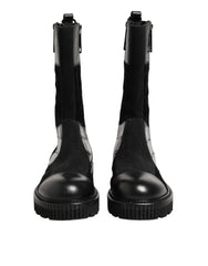 Dolce & Gabbana Black Patchwork Leather Mid Calf Boot Shoes - Boots
