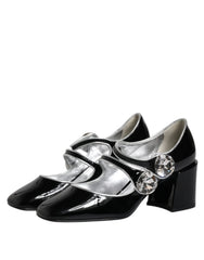 Dolce & Gabbana Black Patent Leather Crystal Mary Jane Pumps Shoes - EU35/US4.5 - Heels