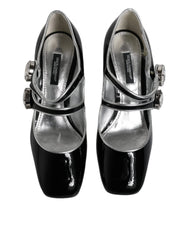 Dolce & Gabbana Black Patent Leather Crystal Mary Jane Pumps Shoes - EU35/US4.5 - Heels