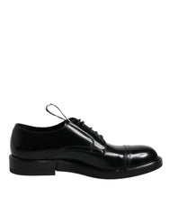 Dolce & Gabbana Black Patent Leather Derby Lace Up Formal Dress Shoes - Shoes