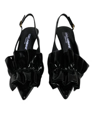 Dolce & Gabbana Black Patent Leather Heels Slingback Shoes - EU37/US6.5 - Heels
