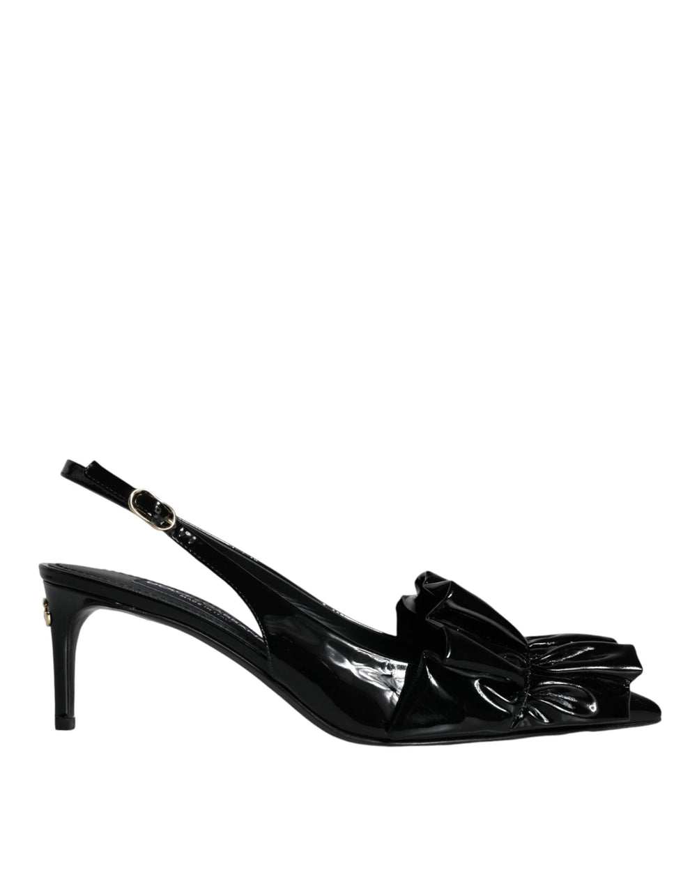 Dolce & Gabbana Black Patent Leather Heels Slingback Shoes - EU37/US6.5 - Heels