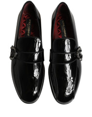 Dolce & Gabbana Black Patent Leather Men Loafers Shoes - EU44/US11