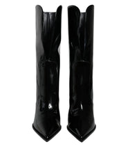 Dolce & Gabbana Black Patent Leather Mid Calf Boots Shoes - EU37/US6.5 - Boots