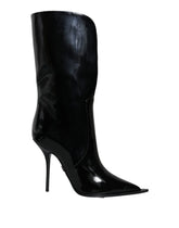 Dolce & Gabbana Black Patent Leather Mid Calf Boots Shoes - EU37/US6.5 - Boots