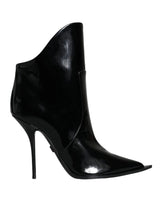Dolce & Gabbana Black Patent Leather Pointed Ankle Boots Shoes - Boots