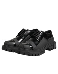 Vue arrière des derbies de randonnée Dolce & Gabbana mettant en évidence le talon renforcé et l'élastique en cuir structuré.