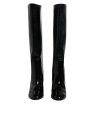 Dolce & Gabbana Black Patent Leather Vally High Boots Shoes - Boots