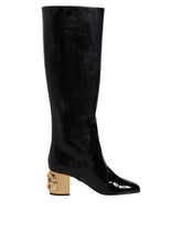 Dolce & Gabbana Black Patent Leather Vally High Boots Shoes - Boots