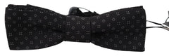 Dolce & Gabbana Black Pattern Silk Adjustable Neck Papillon Bow Tie - Neckties