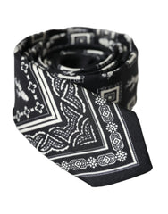 Dolce & Gabbana Black Patterned 100% Silk Adjustable Tie - Neckties