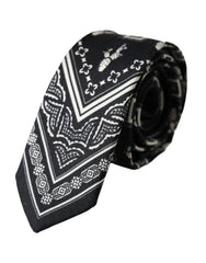 Dolce & Gabbana Black Patterned 100% Silk Adjustable Tie - Neckties