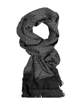 Dolce & Gabbana Black Patterned Fringes Men Foulard Scarf - Scarves & Shawls