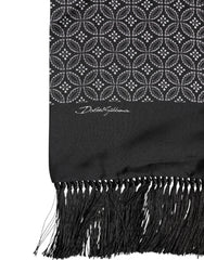 Dolce & Gabbana Black Patterned Fringes Men Foulard Scarf - Scarves & Shawls