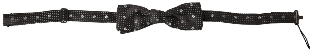 Dolce & Gabbana Black Patterned Silk Adjustable Men Neck Papillon Bow Tie - Neckties