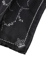 Dolce & Gabbana Black Patterned Silk Handkerchief Scarf - Scarves & Shawls