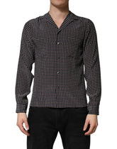 Dolce & Gabbana Black Patterned Silk Men Button Down Shirt