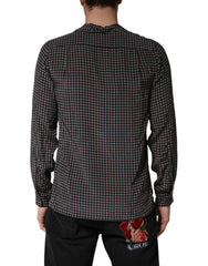 Dolce & Gabbana Black Patterned Silk Men Button Down Shirt