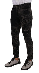 Dolce & Gabbana Black Patterned Skinny Slim Fit Jeans - IT48 | M - Jeans