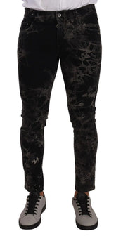 Dolce & Gabbana Black Patterned Skinny Slim Fit Jeans - IT48 | M - Jeans