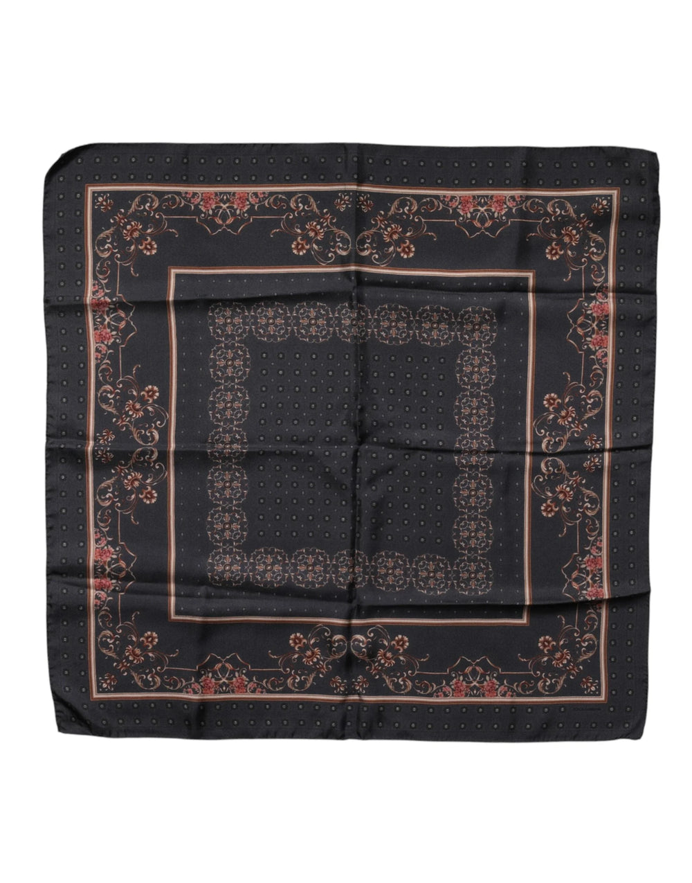 Dolce & Gabbana Black Patterned Square Foulard Scarf