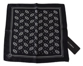 Dolce & Gabbana Black Patterned Square Scarf Silk Handkerchief - Handkerchiefs