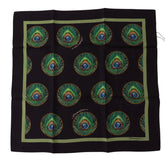 Dolce & Gabbana Black Peacock Feather DG Printed Square Handkerchief Scarf - Scarves & Shawls