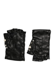 Dolce & Gabbana Svarta Pärlemorfyllda Handskar, Armlängd