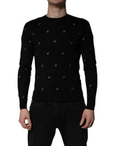 Dolce & Gabbana Black Pineapple Crew Neck Pullover Sweater - IT44 | XS - Sweaters