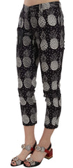 Dolce & Gabbana Black Pineapple Print Skinny Capri Pants - Trousers