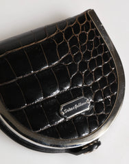 Dolce & Gabbana Black Polished Crocodile Leather Mens Coin Purse Wallet - Wallets