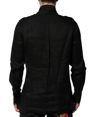 Dolce & Gabbana Black Polka Dot Collar Tie Neck Casual Shirt - IT37 | XS - Shirts