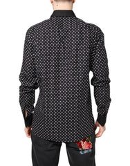 Dolce & Gabbana Black Polka Dot Cotton Formal Dress Shirt - IT42 | XL - Shirts