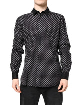 Dolce & Gabbana Black Polka Dot Cotton Formal Dress Shirt - IT42 | XL - Shirts