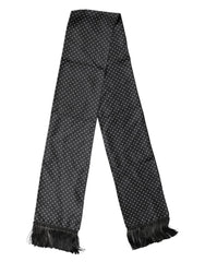 Dolce & Gabbana Black Polka Dot Fringes Silk Foulard 139cm x 14.5cm Scarf