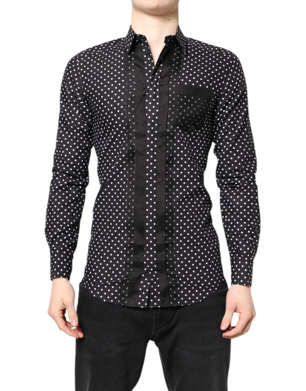 Dolce & Gabbana Black Polka Dot Long Sleeves Gold Formal Shirt - IT38 | XS - Shirts