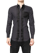 Dolce & Gabbana Black Polka Dot Long Sleeves Gold Formal Shirt - IT38 | XS - Shirts