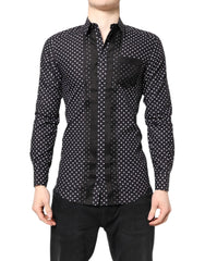 Dolce & Gabbana Black Polka Dot Long Sleeves Gold Formal Shirt - IT38 | XS - Shirts