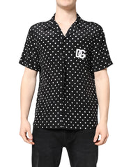 Dolce & Gabbana Black Polka Dot Short Sleeves Casual Shirt - IT38 | XS - Shirts