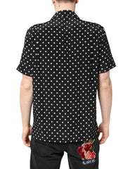 Dolce & Gabbana Black Polka Dot Short Sleeves Casual Shirt - IT38 | XS - Shirts