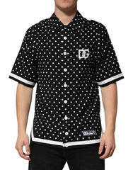 Dolce & Gabbana Black Polka Dot Short Sleeves Collared Polo T-shirt - S - Polos