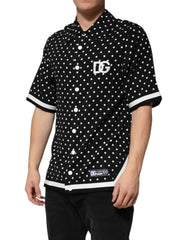 Dolce & Gabbana Black Polka Dot Short Sleeves Collared Polo T-shirt - S - Polos